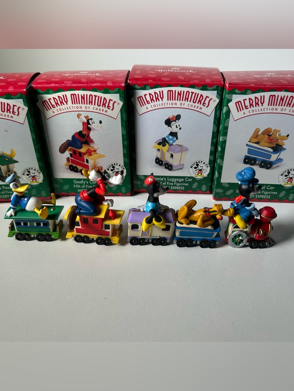 1998 Hallmark Disney Mickey Express Train Merry Miniatures Complete Set 5 Boxed